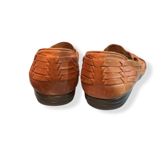Women’s Tabacco Leather Woven Huarache Style Sandals Sz 10N Boho Festival Y2K - Picture 7 of 12